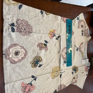 LOFT Ladies ' Floral Short-Sleeve Tee - Cream with Pink & Yellow Flowers